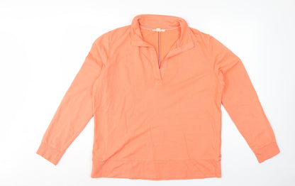 White Stuff Women Orange UK 14 Pullover Quarter Zip Cotton Sweatshirt