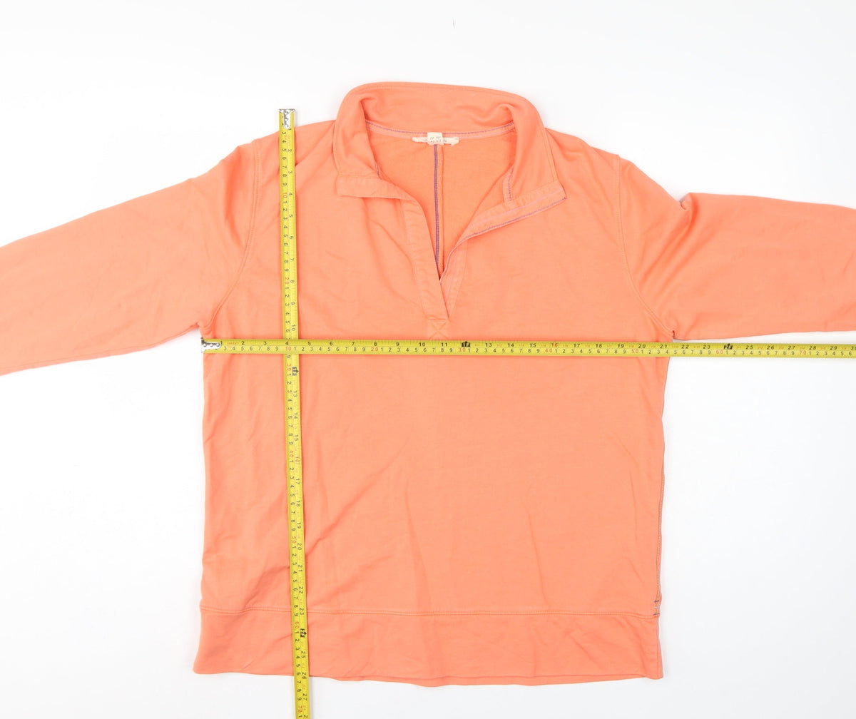 White Stuff Women Orange UK 14 Pullover Quarter Zip Cotton Sweatshirt