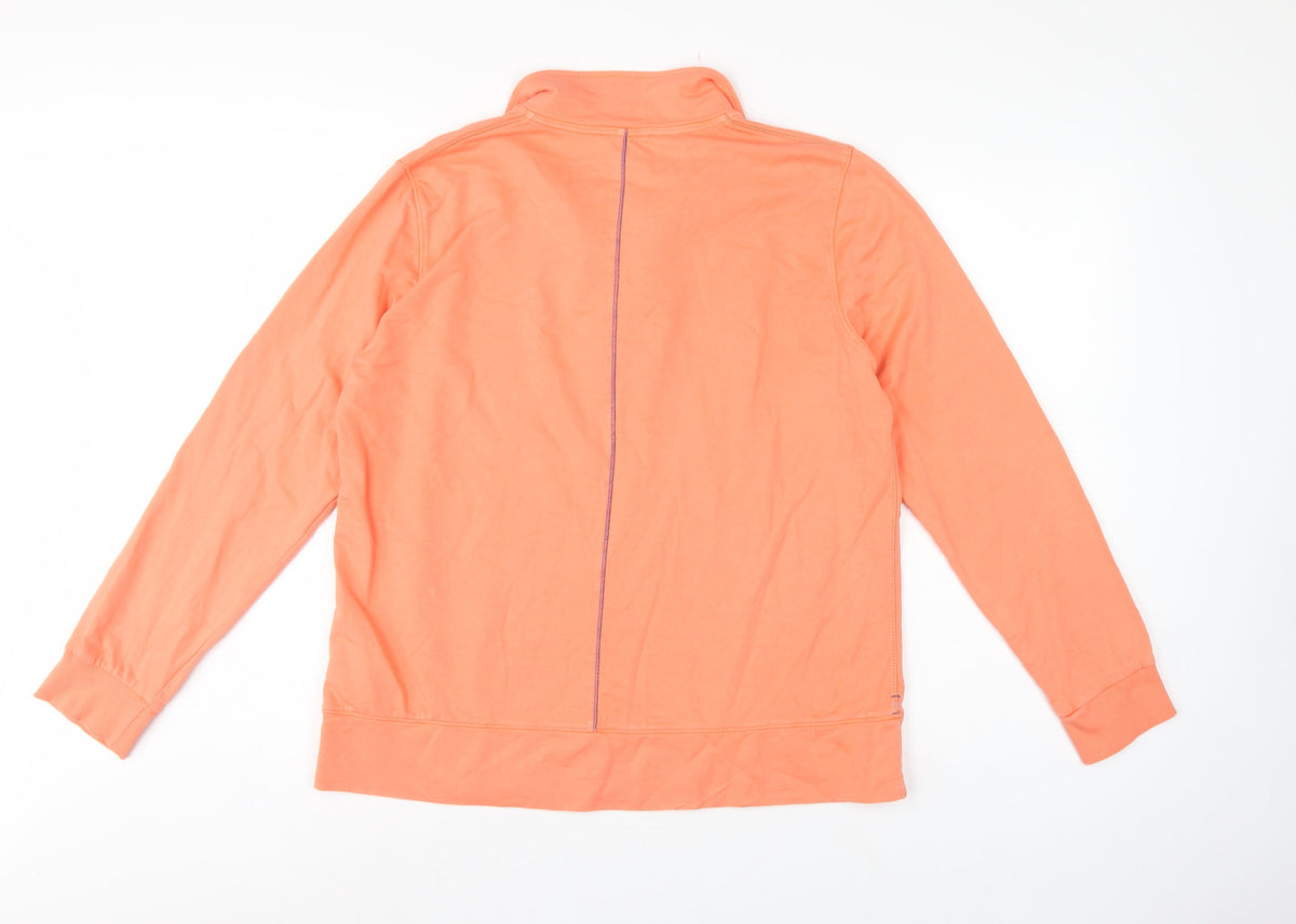 White Stuff Women Orange UK 14 Pullover Quarter Zip Cotton Sweatshirt