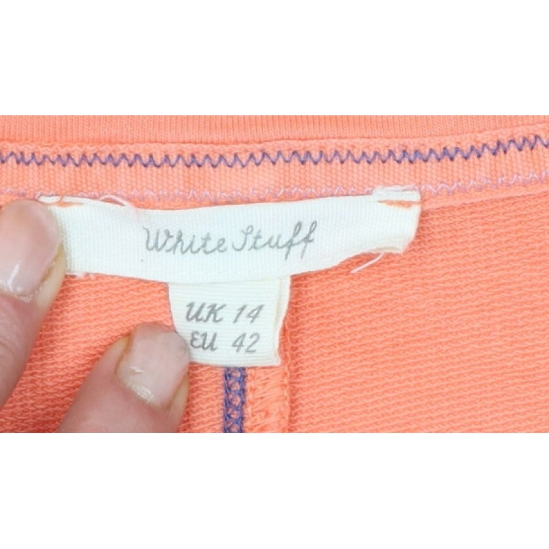White Stuff Women Orange UK 14 Pullover Quarter Zip Cotton Sweatshirt