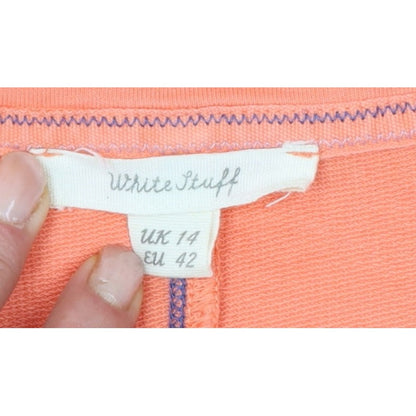 White Stuff Women Orange UK 14 Pullover Quarter Zip Cotton Sweatshirt