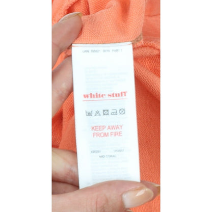 White Stuff Women Orange UK 14 Pullover Quarter Zip Cotton Sweatshirt