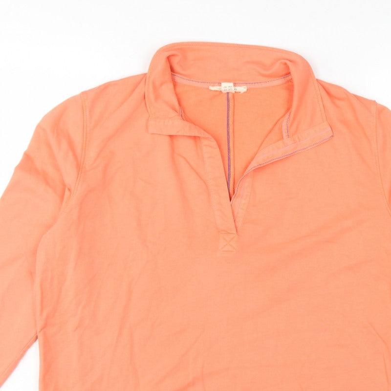 White Stuff Women Orange UK 14 Pullover Quarter Zip Cotton Sweatshirt