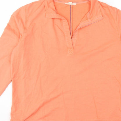White Stuff Women Orange UK 14 Pullover Quarter Zip Cotton Sweatshirt