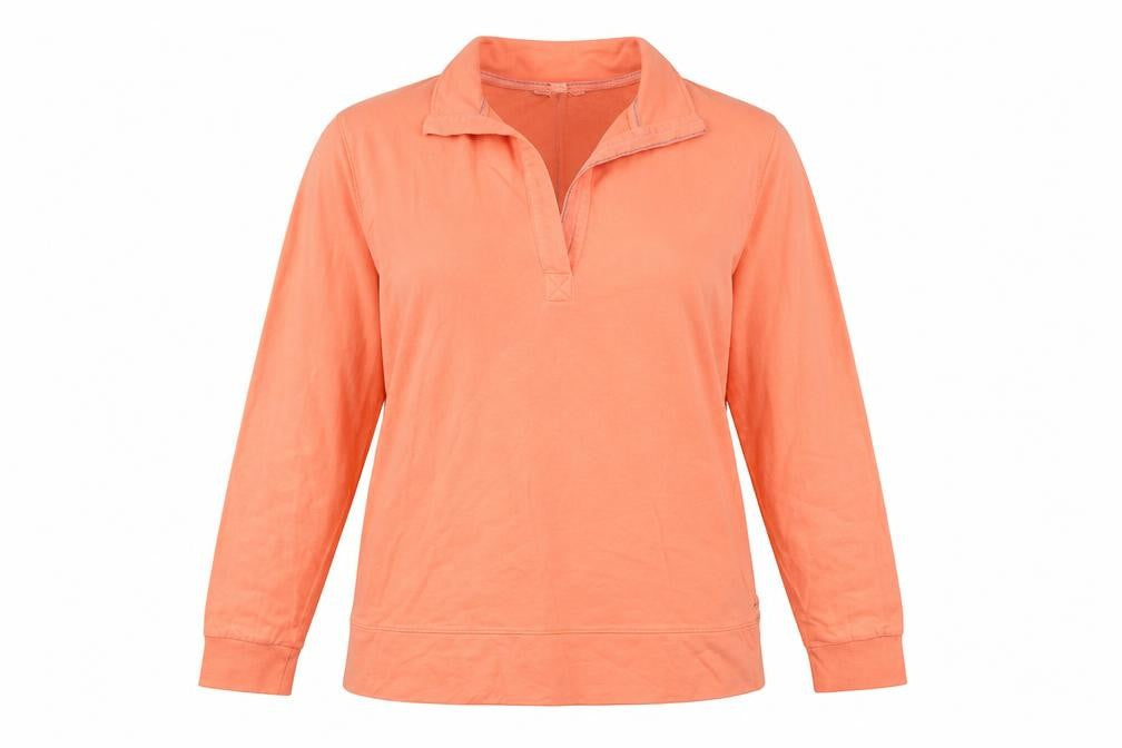 White Stuff Women Orange UK 14 Pullover Quarter Zip Cotton Sweatshirt