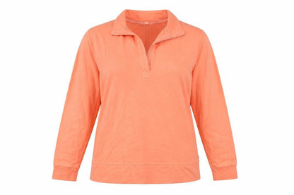 White Stuff Women Orange UK 14 Pullover Quarter Zip Cotton Sweatshirt