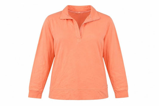 White Stuff Women Orange UK 14 Pullover Quarter Zip Cotton Sweatshirt