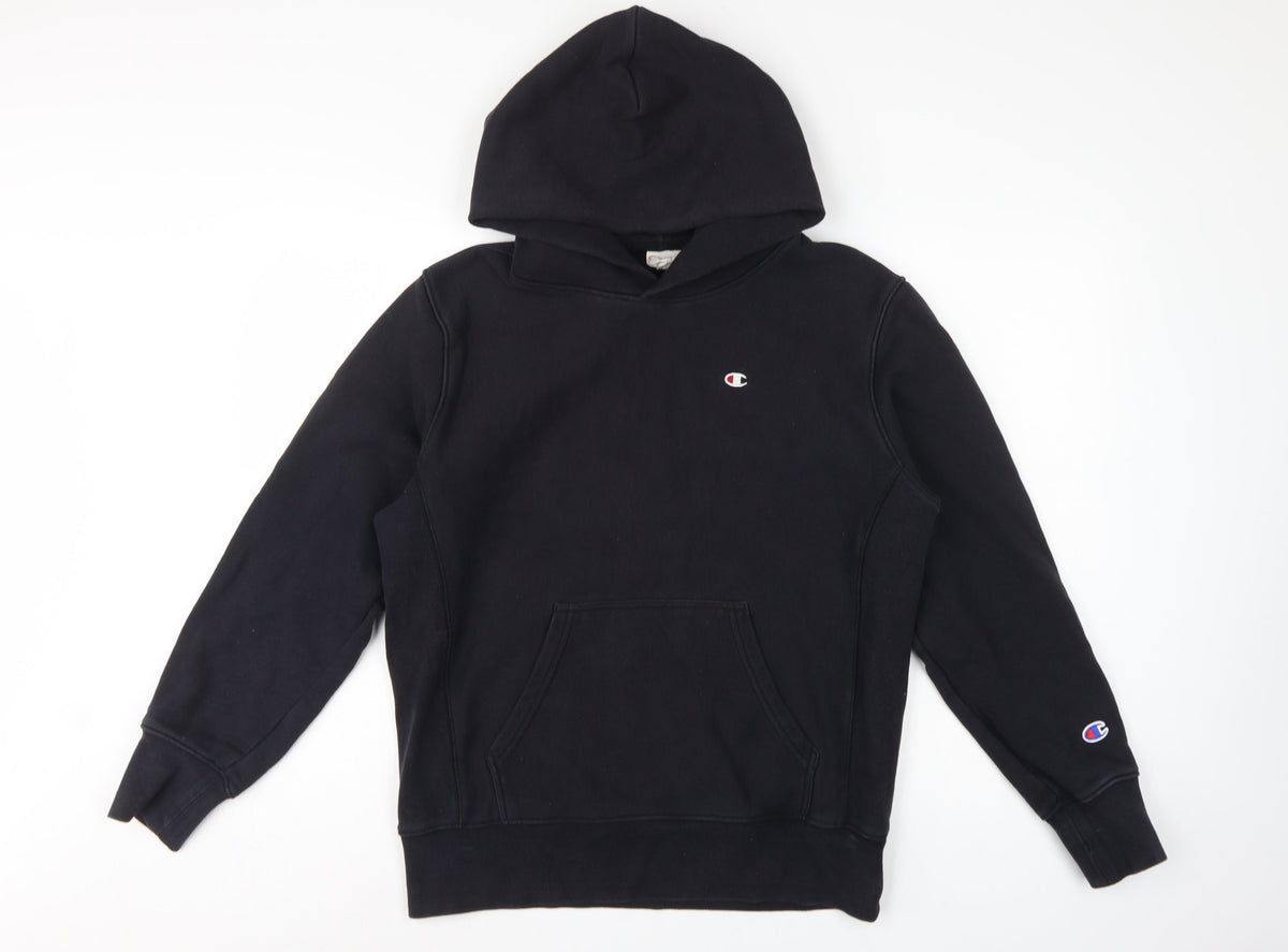 Champion Men’s Black M Reverse Weave Pullover Hoodie Logo Heavyweight