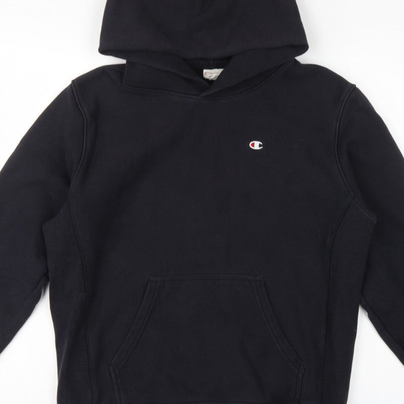 Champion Men’s Black M Reverse Weave Pullover Hoodie Logo Heavyweight