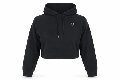 Gymshark Women Black L Pullover Hoodie Logo Raglan Gym Training