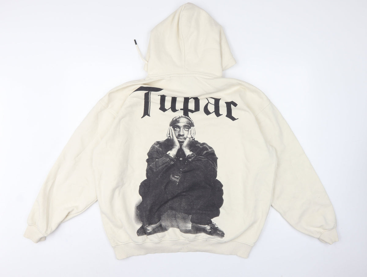 Pull&Bear Women Ivory M 2Pac Graphic Print Pullover Hoodie