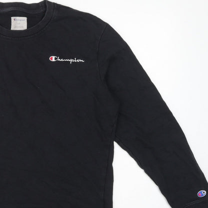 Champion Men Black L Crew Neck Pullover Sweatshirt Embroidered Logo