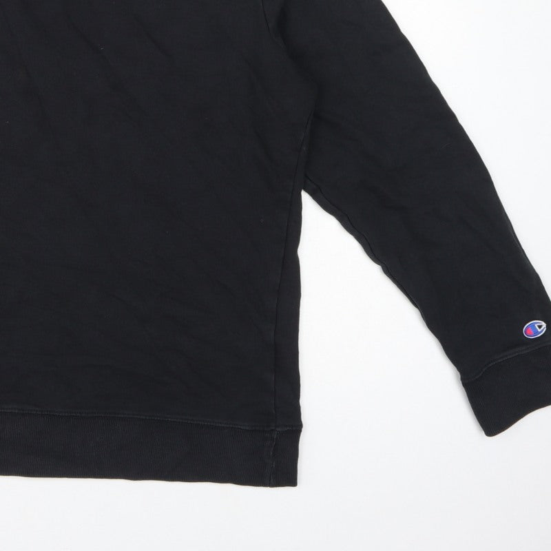 Champion Men Black L Crew Neck Pullover Sweatshirt Embroidered Logo
