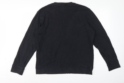 Champion Men Black L Crew Neck Pullover Sweatshirt Embroidered Logo