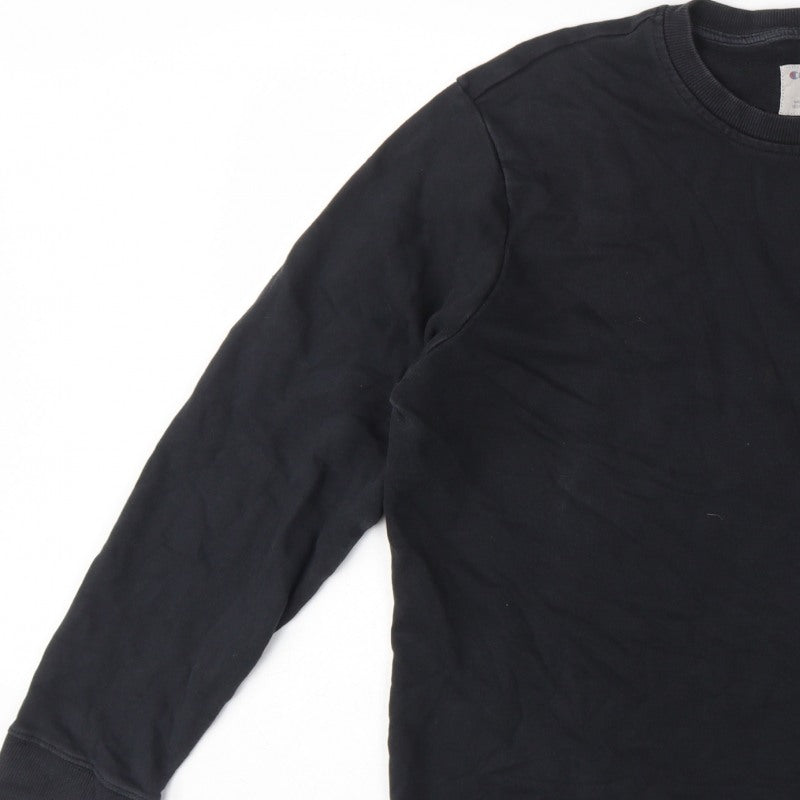 Champion Men Black L Crew Neck Pullover Sweatshirt Embroidered Logo