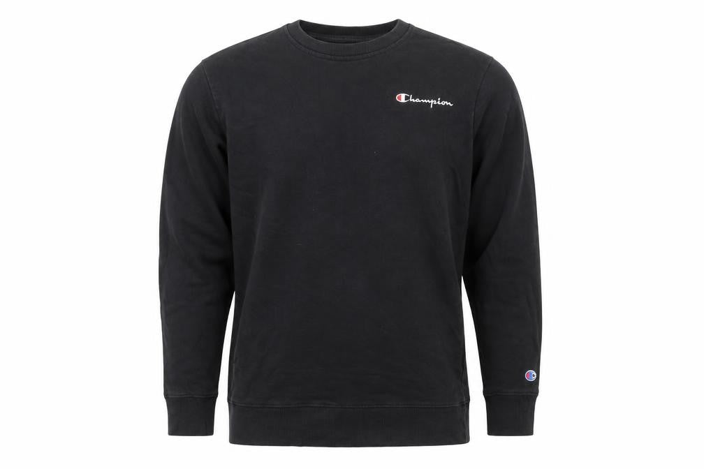 Champion Men Black L Crew Neck Pullover Sweatshirt Embroidered Logo