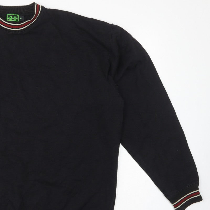 MOTO Men’s Black L Pullover Crew Neck Sweatshirt Striped Trim