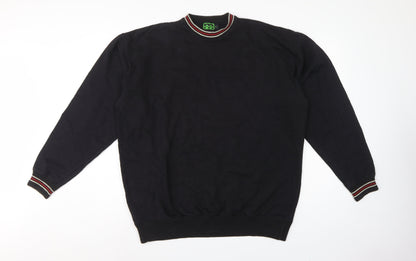 MOTO Men’s Black L Pullover Crew Neck Sweatshirt Striped Trim