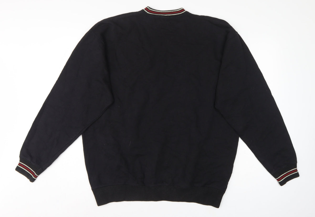 MOTO Men’s Black L Pullover Crew Neck Sweatshirt Striped Trim