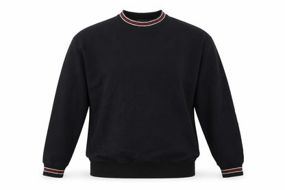 MOTO Men’s Black L Pullover Crew Neck Sweatshirt Striped Trim