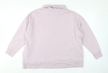 GAP Women Pink XL Oversized Cowl Neck Pullover Sweatshirt Pockets
