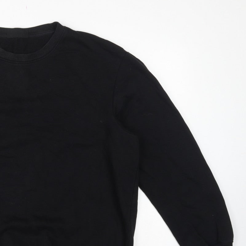 H&M Men Black L Relaxed Fit Crew Neck Pullover Sweatshirt