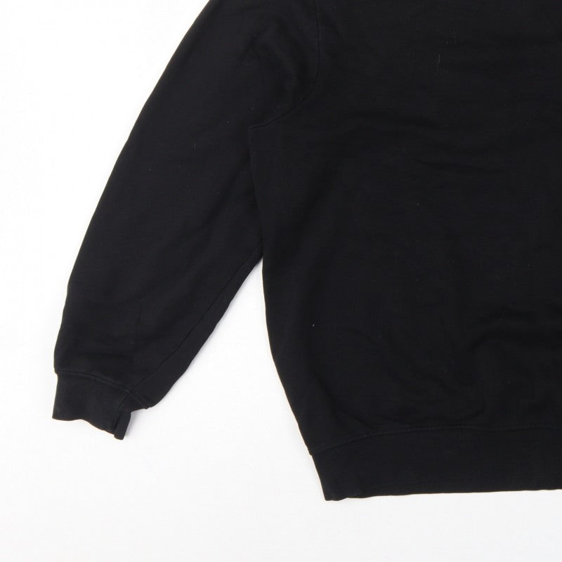 H&M Men Black L Relaxed Fit Crew Neck Pullover Sweatshirt