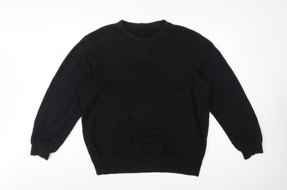 H&M Men Black L Relaxed Fit Crew Neck Pullover Sweatshirt