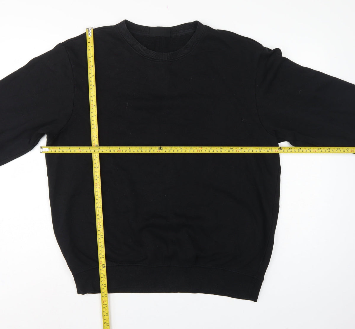 H&M Men Black L Relaxed Fit Crew Neck Pullover Sweatshirt