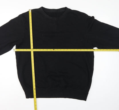 H&M Men Black L Relaxed Fit Crew Neck Pullover Sweatshirt