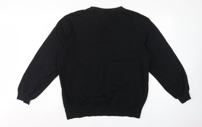 H&M Men Black L Relaxed Fit Crew Neck Pullover Sweatshirt