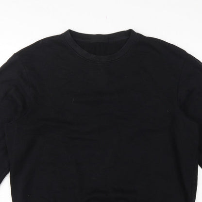 H&M Men Black L Relaxed Fit Crew Neck Pullover Sweatshirt