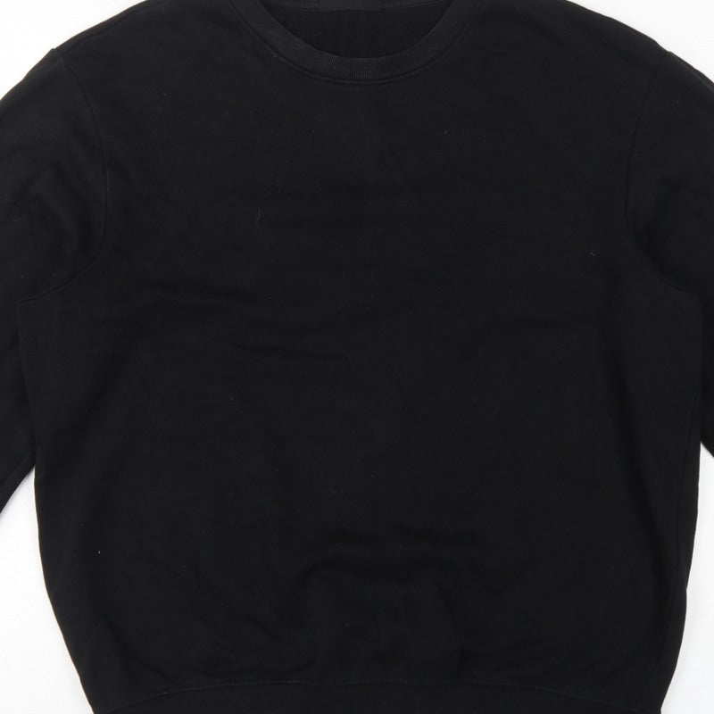 H&M Men Black L Relaxed Fit Crew Neck Pullover Sweatshirt
