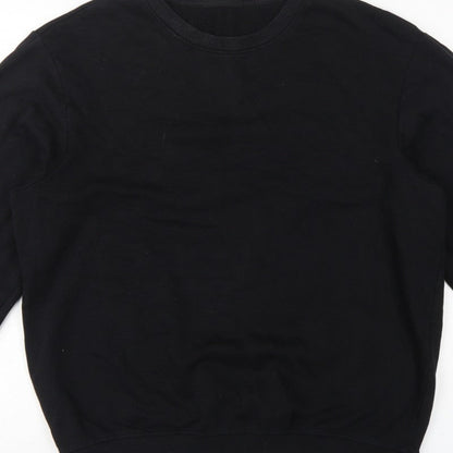 H&M Men Black L Relaxed Fit Crew Neck Pullover Sweatshirt