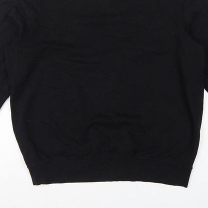 H&M Men Black L Relaxed Fit Crew Neck Pullover Sweatshirt