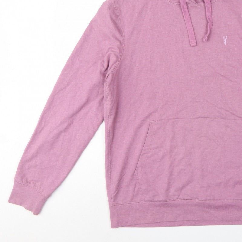 Next Men’s Pink M Pullover Hoodie Logo Cotton Blend Pockets