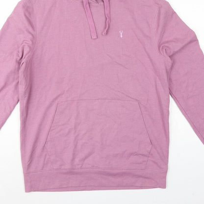 Next Men’s Pink M Pullover Hoodie Logo Cotton Blend Pockets