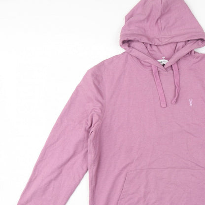 Next Men’s Pink M Pullover Hoodie Logo Cotton Blend Pockets