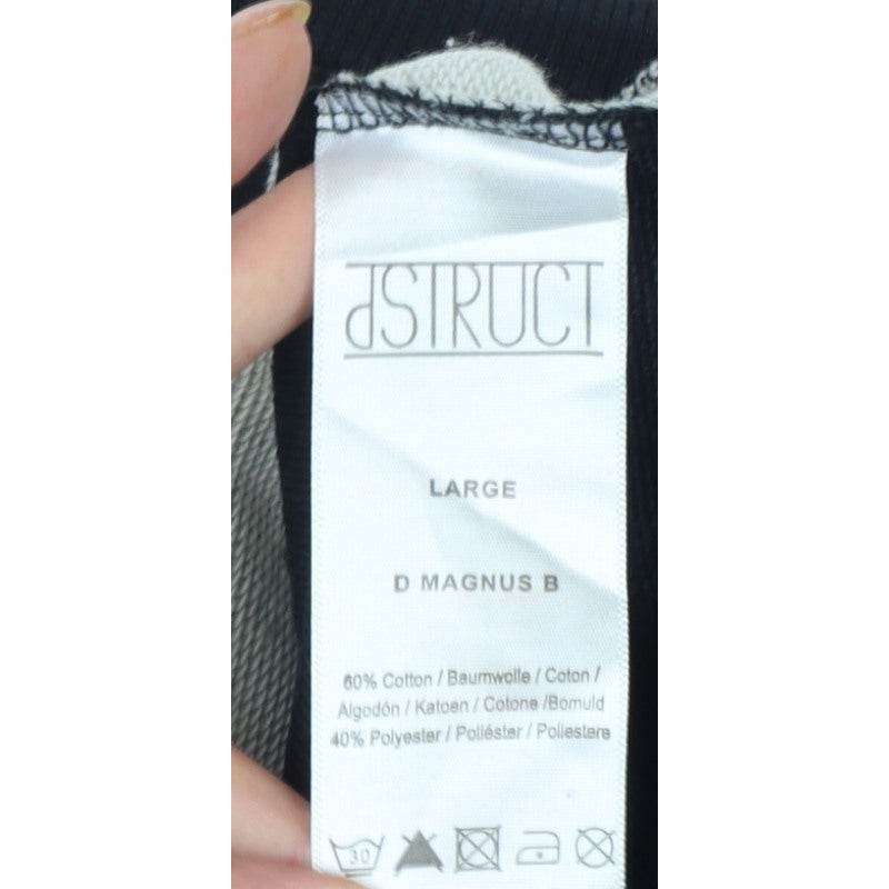 ASTRUCT Men’s Black Grey Colour Block Pocket Crew Neck Sweatshirt L