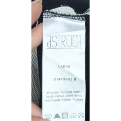 ASTRUCT Men’s Black Grey Colour Block Pocket Crew Neck Sweatshirt L