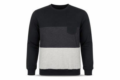 ASTRUCT Men’s Black Grey Colour Block Pocket Crew Neck Sweatshirt L
