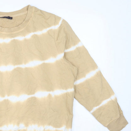 M&S Women Beige Tie Dye Cotton Sweatshirt UK 20 Pullover