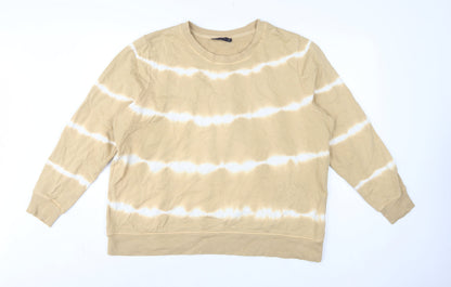 M&S Women Beige Tie Dye Cotton Sweatshirt UK 20 Pullover