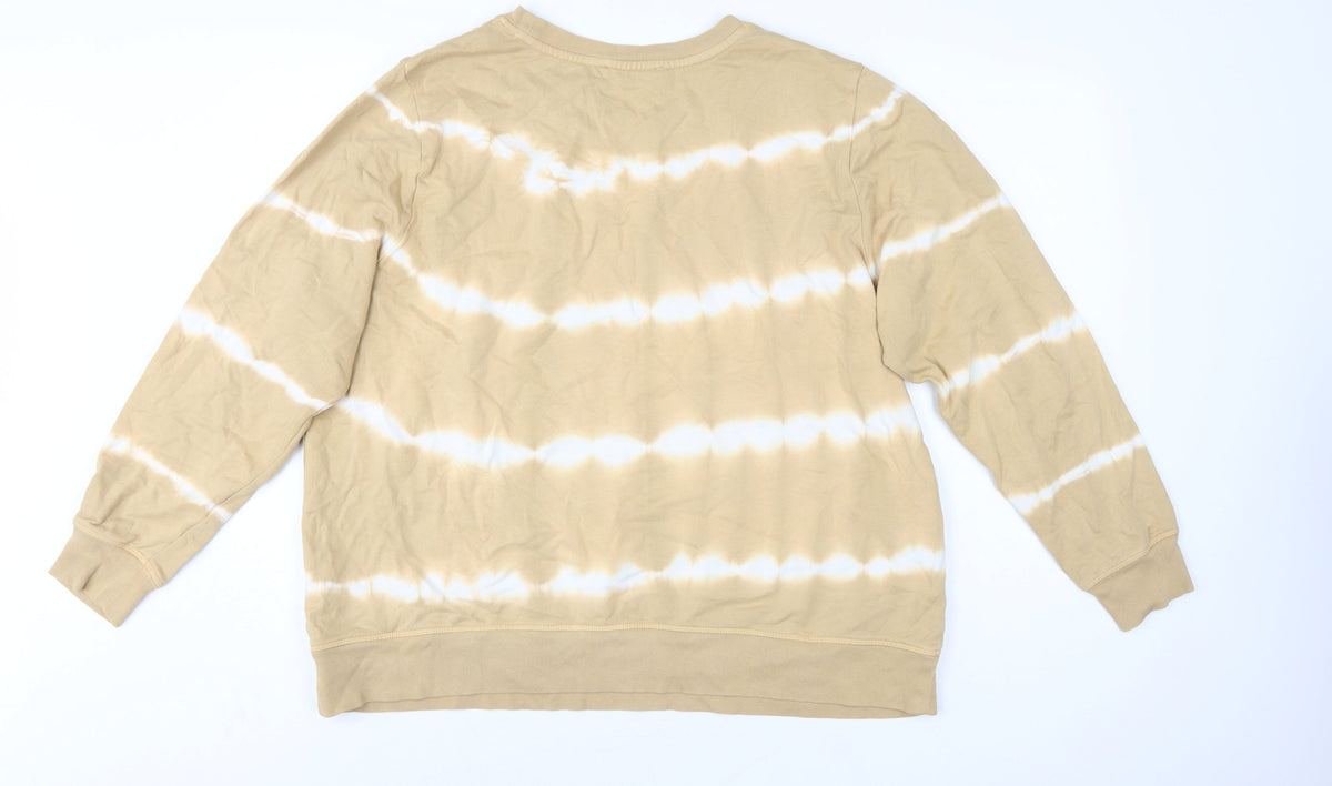 M&S Women Beige Tie Dye Cotton Sweatshirt UK 20 Pullover