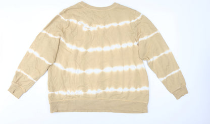 M&S Women Beige Tie Dye Cotton Sweatshirt UK 20 Pullover