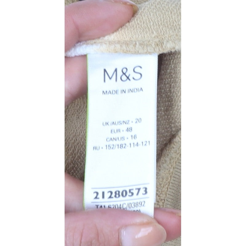 M&S Women Beige Tie Dye Cotton Sweatshirt UK 20 Pullover