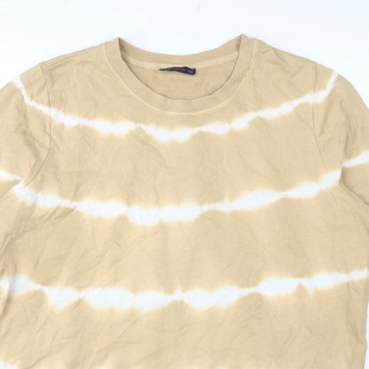 M&S Women Beige Tie Dye Cotton Sweatshirt UK 20 Pullover