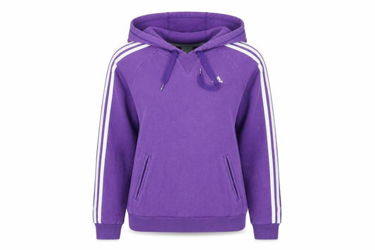 Adidas Women’s Purple UK 12 Pullover Hoodie 3 Stripe Logo