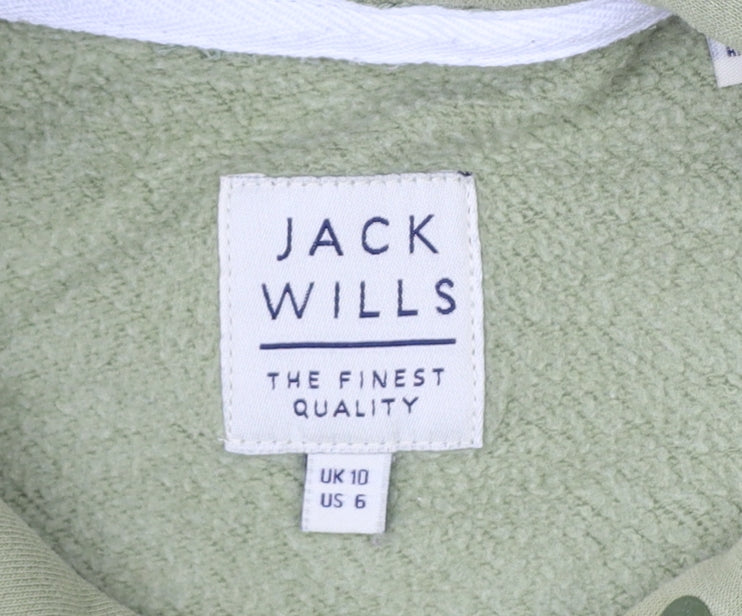 Jack Wills Women Green UK 10 Pullover Hoodie Logo Fleece