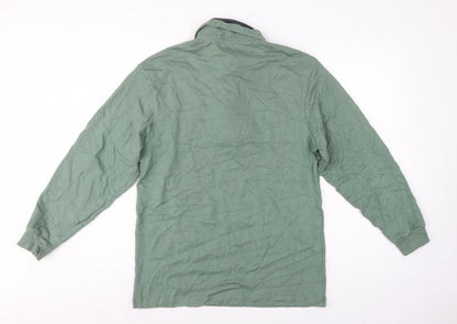 Cotton Traders Men’s Green M Collared Henley Sweatshirt Logo